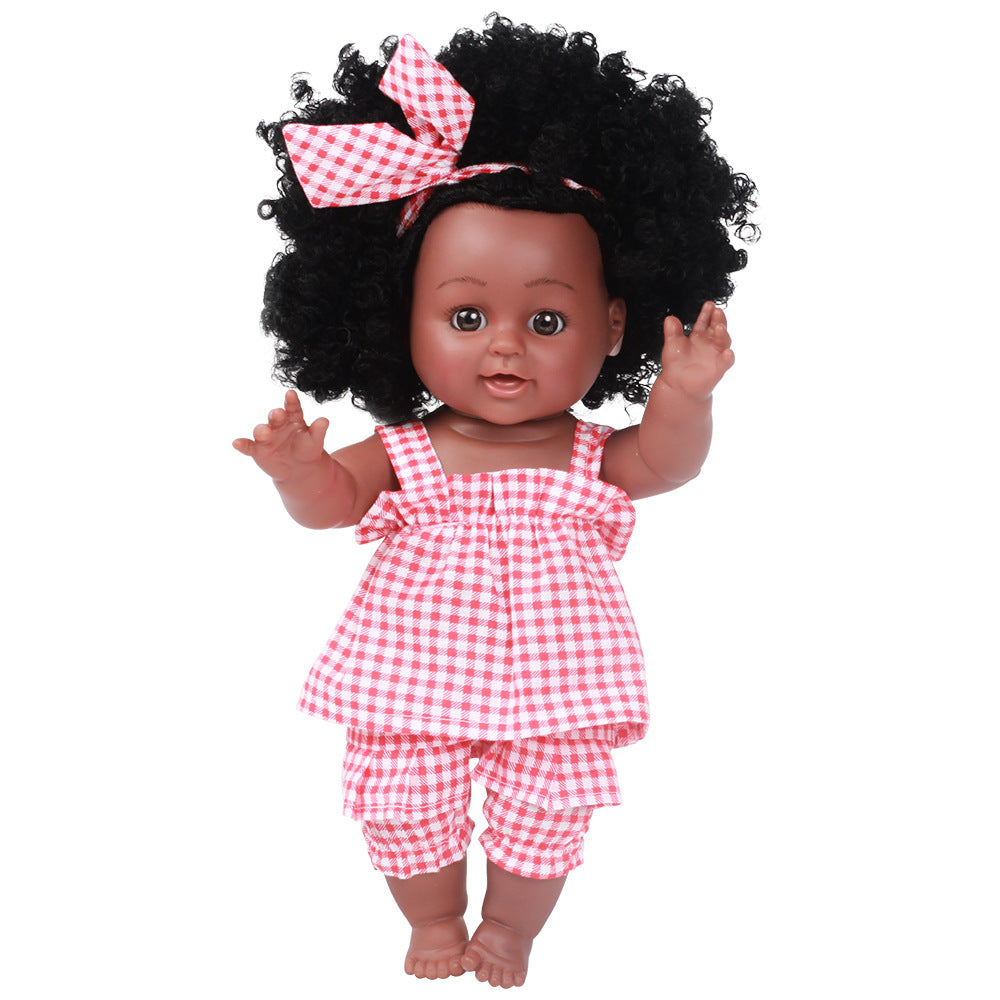 Imitation enamel plastic soft glue black baby doll