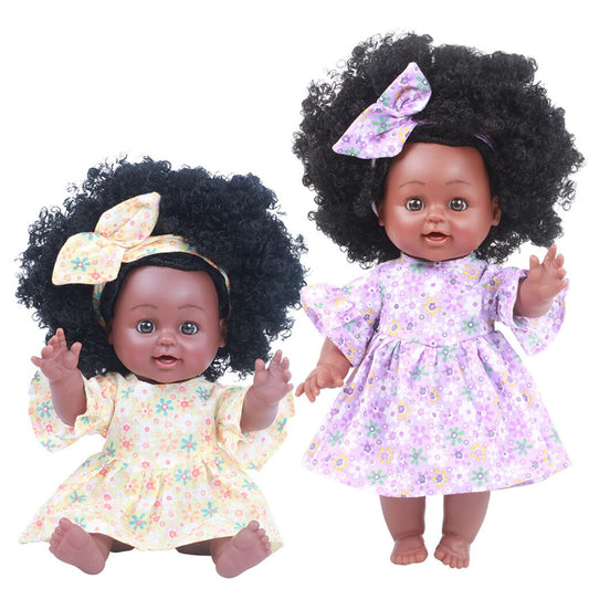 Imitation enamel plastic soft glue black baby doll